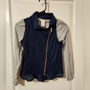 Wonder Nation Gray Long Sleeve Tee with Navy Blue Vest (2 Piece)